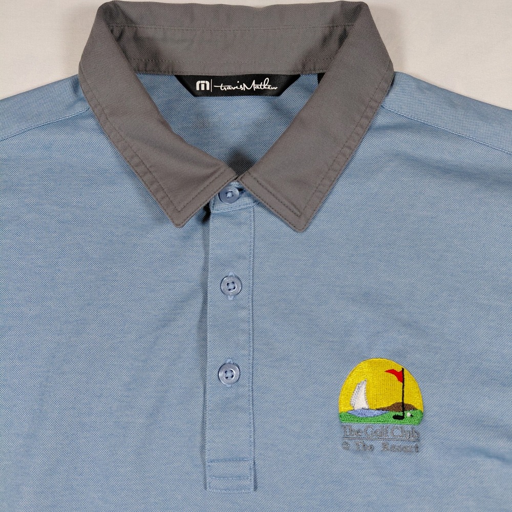 Travis Mathew Mens Polo Shirt Blue Gray The Golf Club Resort Pima Cotton Size M - Picture 2 of 15
